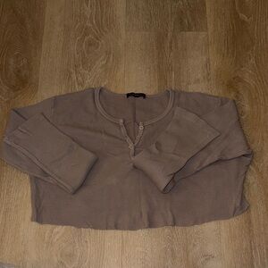 Brandy Melville Taupe Waffle Knit Top